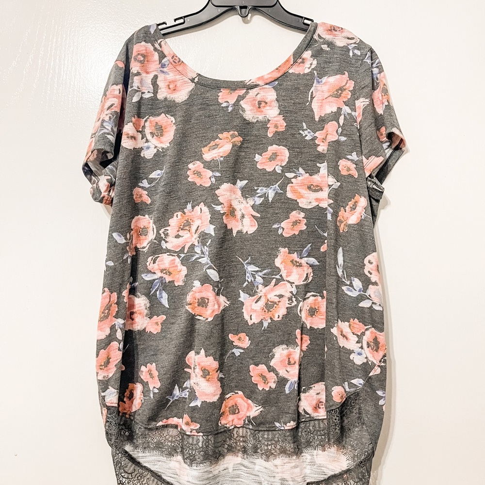 Lauren Conrad Blouse with lace trim and bow in the back